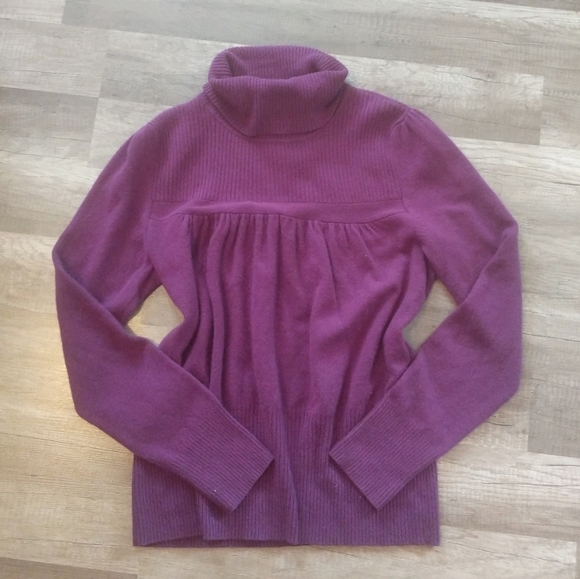 100% cashmere purple turtleneck sweater sz XL - Picture 5 of 5